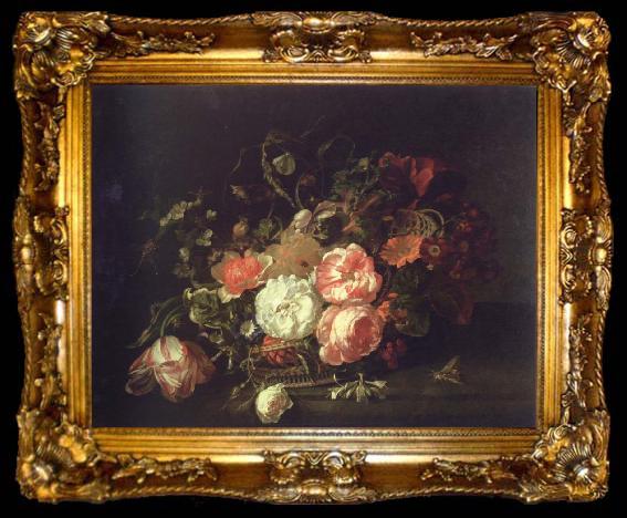 framed  Rachel Ruysch flowers and lnsects, ta009-2